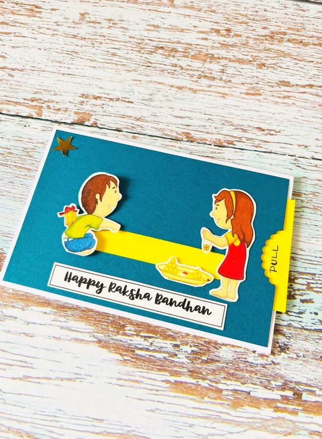 Crafted Forever Rakhi slider greeting- brother & sister rakhi tying, 4x6 inch size, blank inside, includes rakhi and envelope, slider card - Image 4